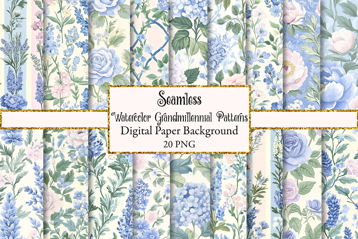 Grandmillennial Seamless Patterns, a Texture Illustration by Dream Creation (Photo 1 of 5)