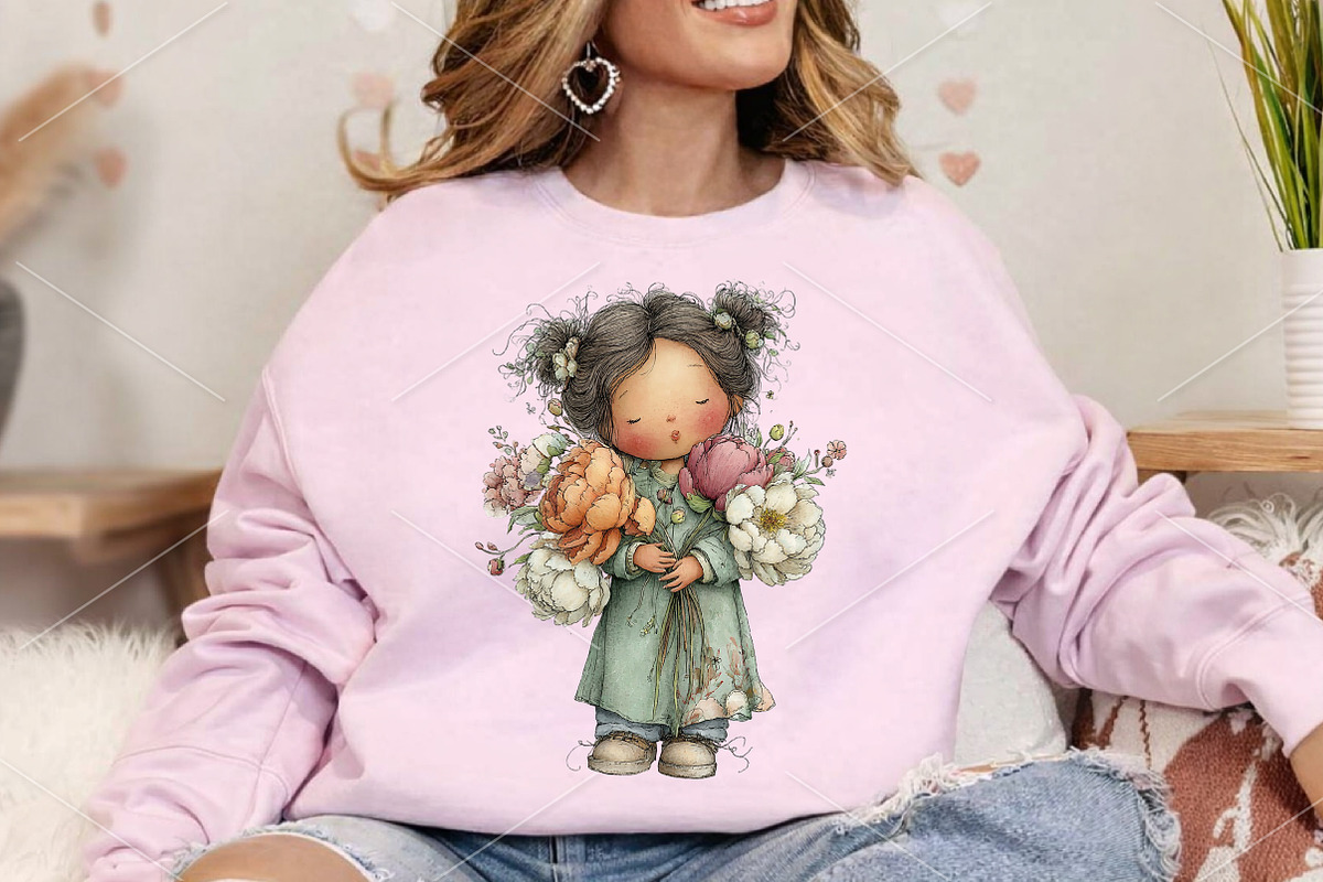 Whimsical Boho Spring Girl Clipart, an Illustration by Canvas Craft (Photo 4 of 7)