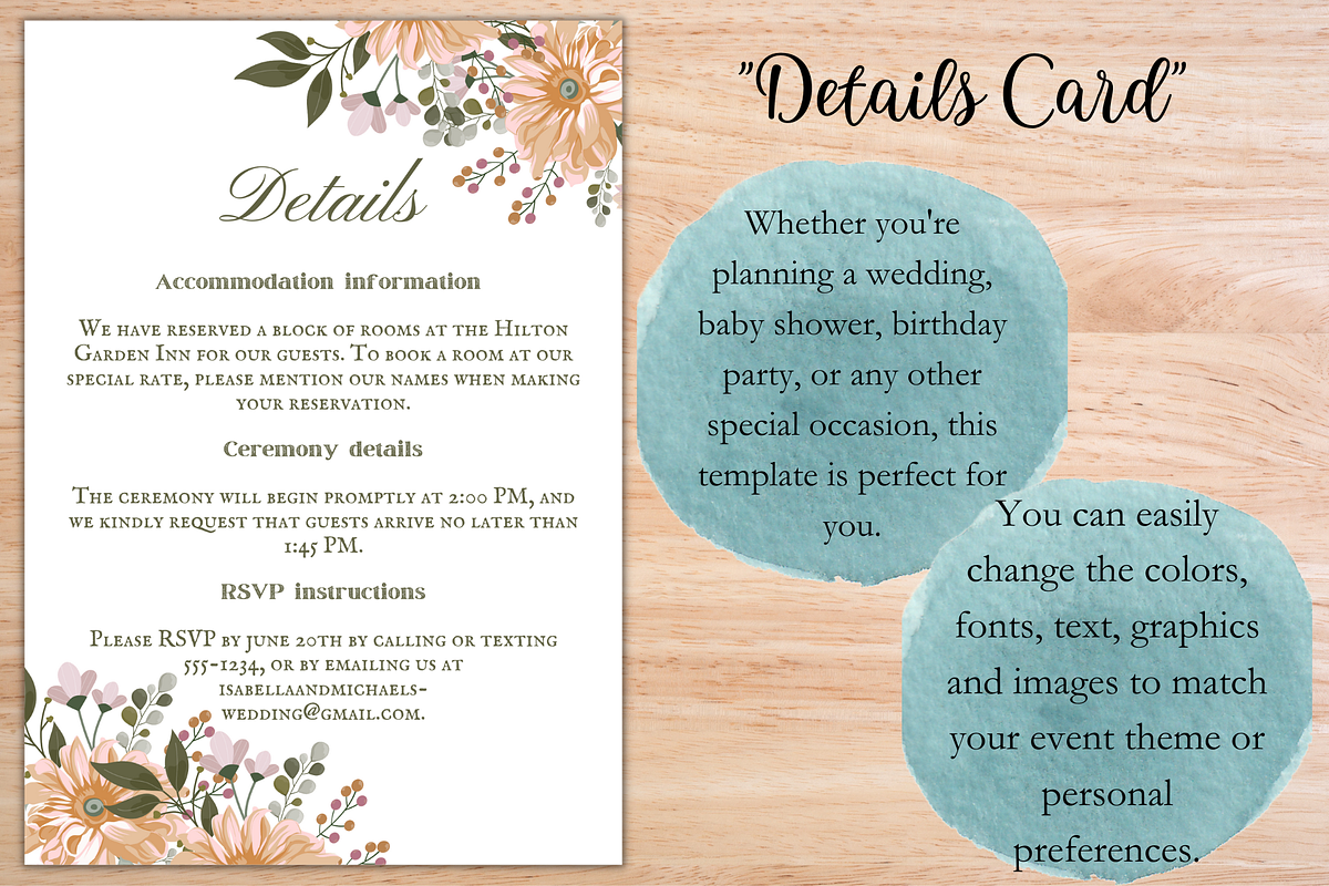Floral Wedding Invitation Template, an Invitation Template by Talentex Invitations (Photo 3 of 4)