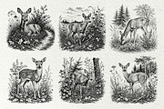 Woodland Deer Engraving Graphics, an Animal Illustration by DENIDigitalArtSudio (Thumbnail 2 of 7)