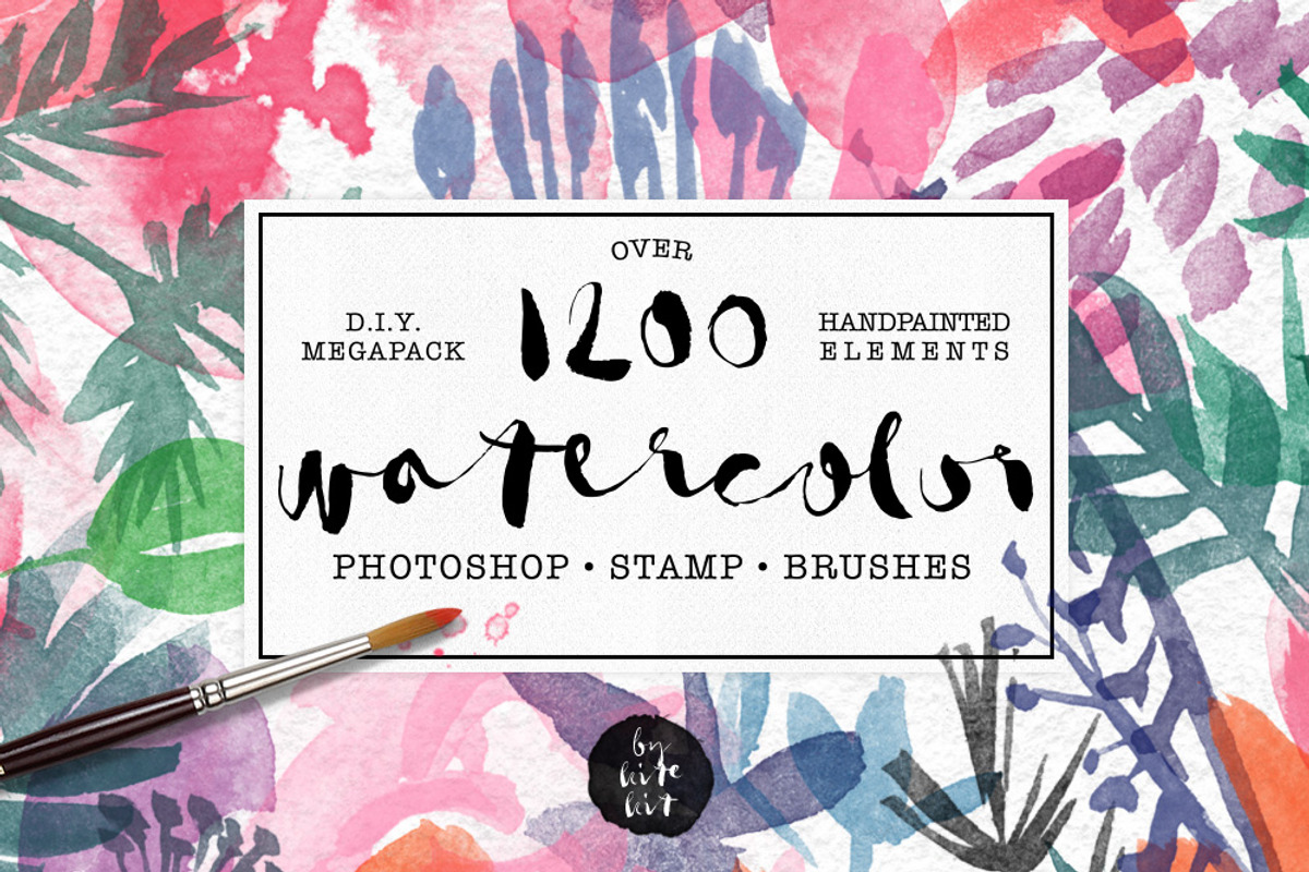 1200+ Watercolor PS Stamp Brushes, a Brush Add-On by kite-kit (Photo 1 of 11)