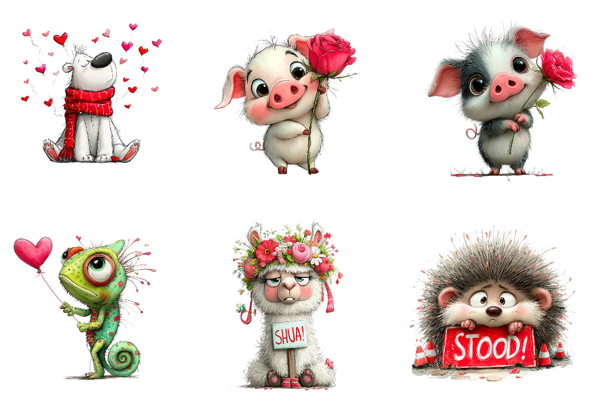 Valentine Animal Clipart Bundle, an Illustration by CreationArt (Photo 6 of 7)