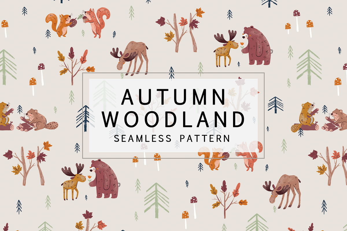 Autumn Woodland Pattern Design, a Pattern Graphic by Lady Bruniere Design (Photo 1 of 15)