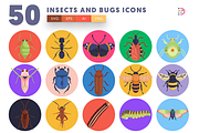 50 Insects and Bugs Icons, an Outline Icon by Dighital (Thumbnail 1 of 10)