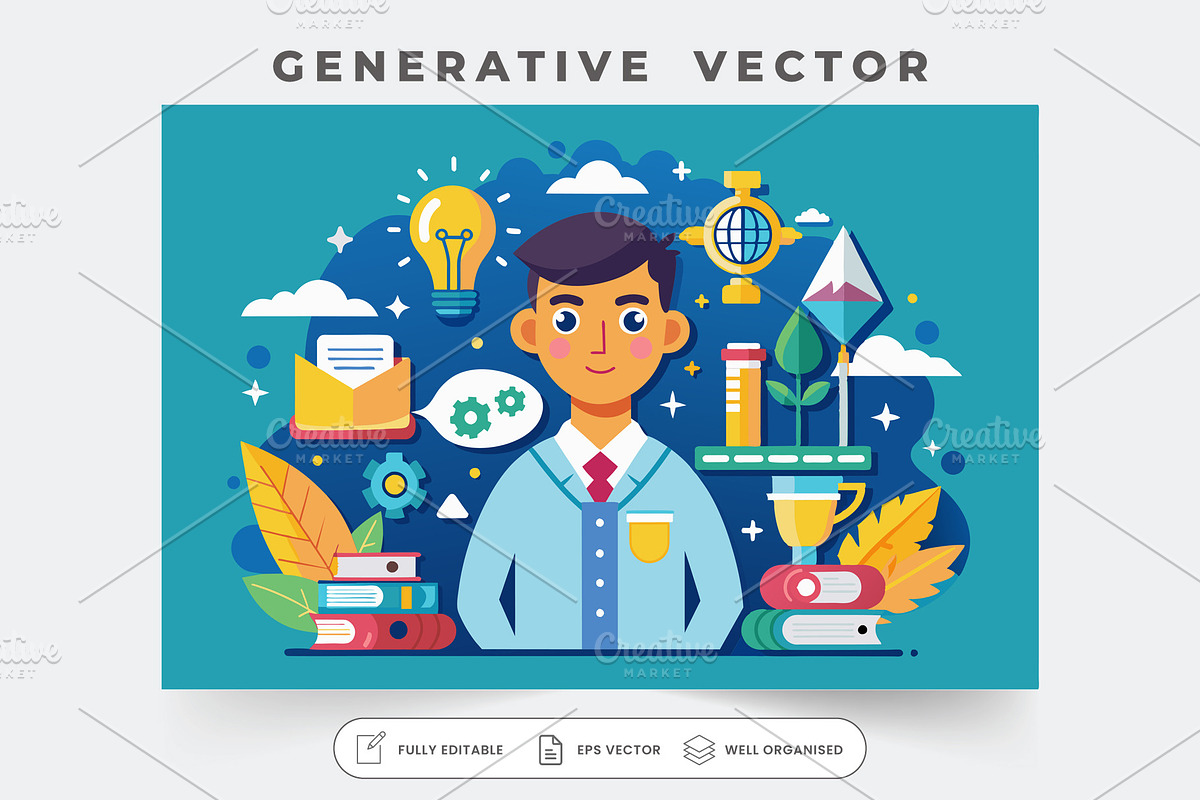 A young professional stands in a vib, a Graphic by SouravDesign