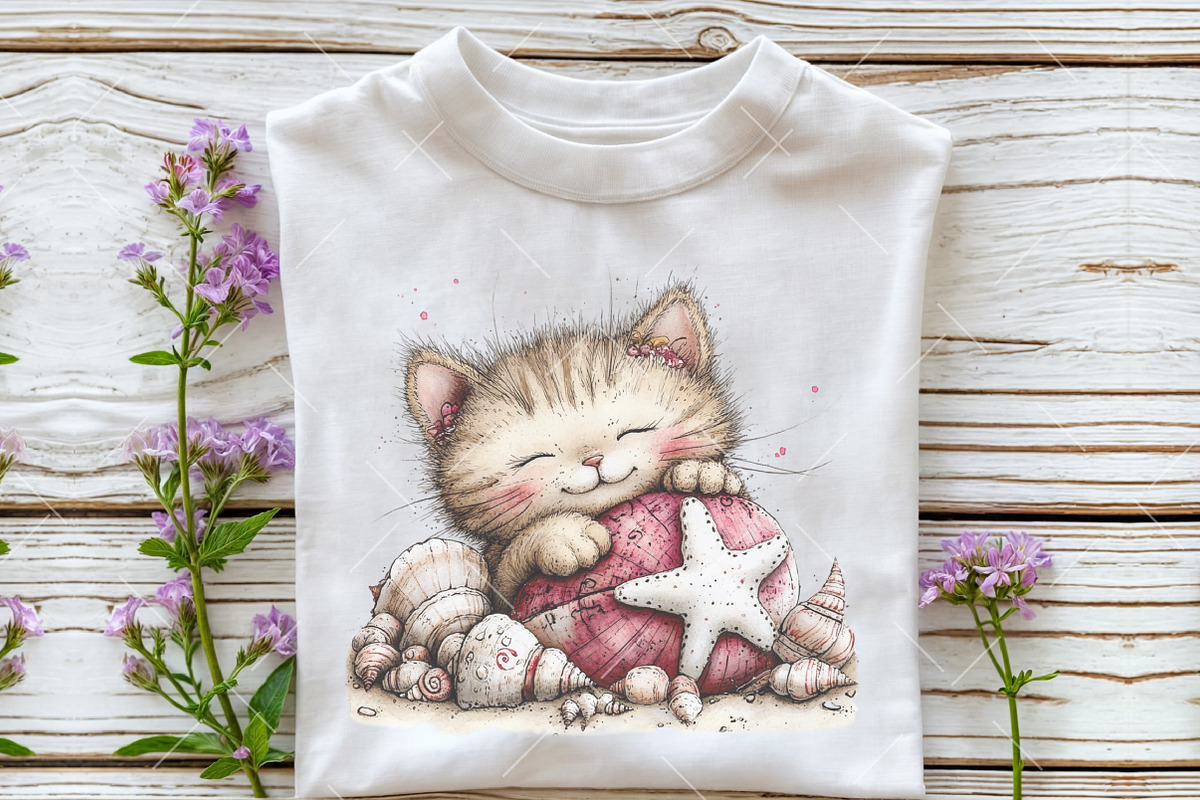 Watercolour Summer Cat Clipart, an Illustration by OK Design (Photo 6 of 6)
