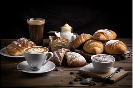 Coffee pastry table. Generate Ai, a Food & Drink Photo by Ylivdesign