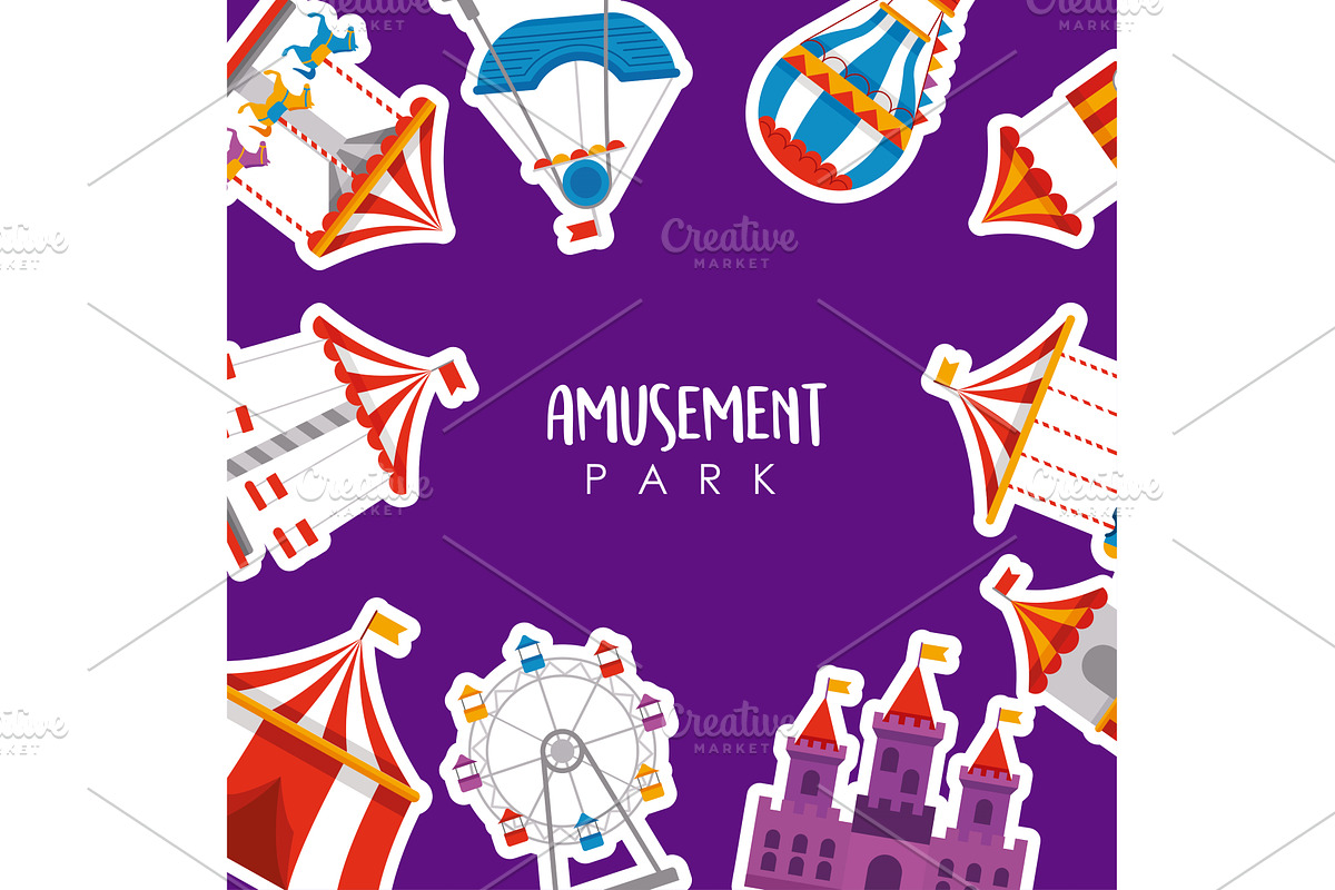 amusement park icons frame, an Object Illustration by studiogstock