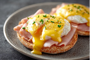 A closeup view of a poached egg on a, a Food & Drink Photo by ZinetroN