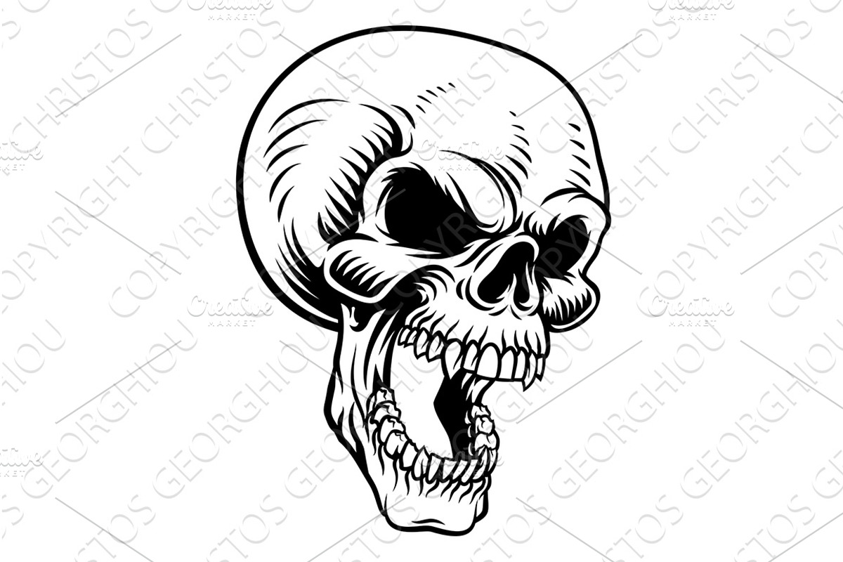 Screaming Skull Reaper Shouting, a Decorative Illustration by Christos Georghiou