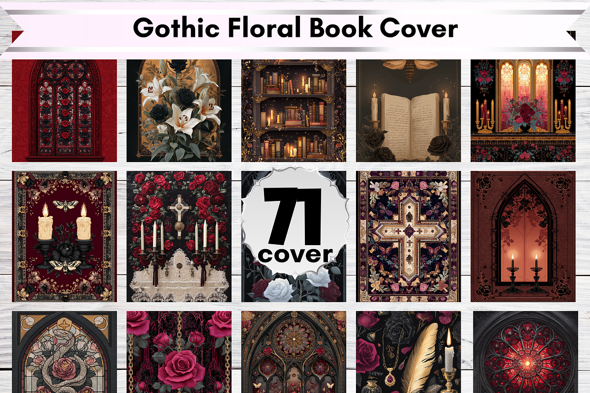 Gothic Floral Book Cover Asset Pack, a Brochure Template by LA Design (Photo 1 of 10)