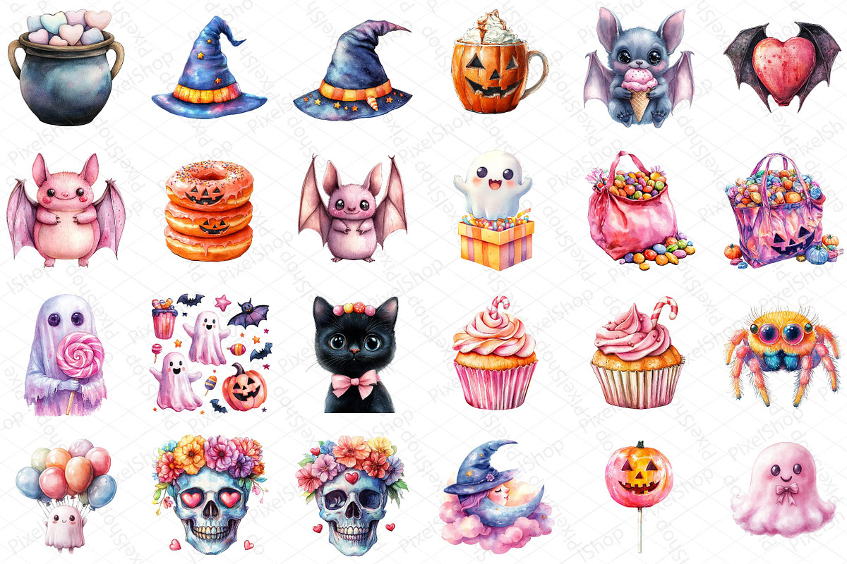 Pink Sweet Halloween Clipart, an Illustration by DreamPrint404 (Photo 2 of 5)