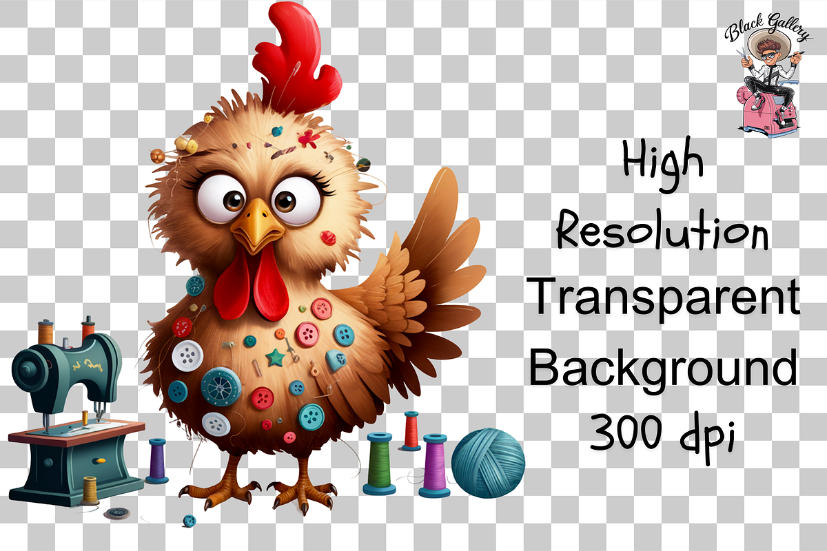 Funny Chicken Seamstress PNG Bundle, a Graphic by Clipart Bloom (Photo 9 of 16)