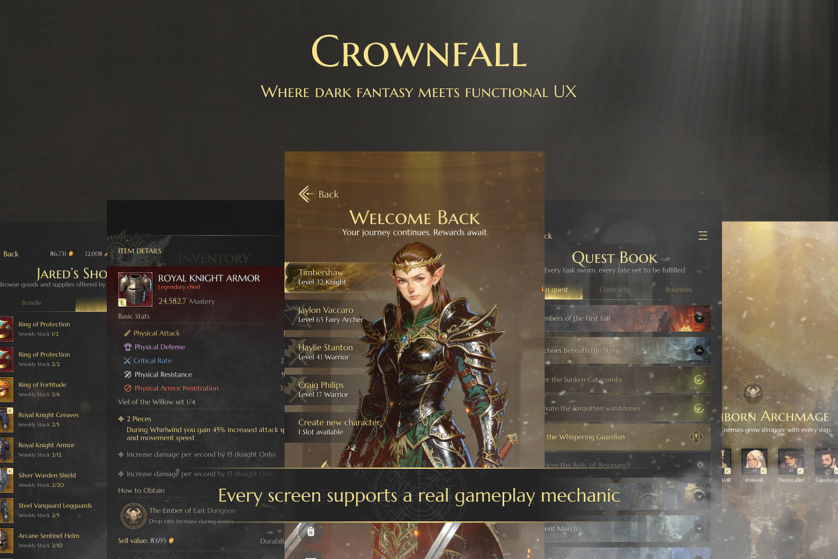 Crownfall Dark Fantasy RPG Game UI, an UI Kit Template by Timber Store (Photo 5 of 8)