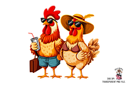 10 Rooster and Hen Beach PNG Bundle, an Illustration by Clipart Bloom (Thumbnail 6 of 11)