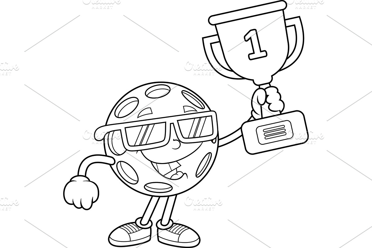 Pickleball Character Holding Trophy, an Illustration by HitToon