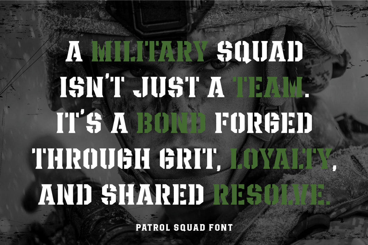 Patrol Squad Military Stencil Font, a Font by PutraCetol Studio (Photo 5 of 5)