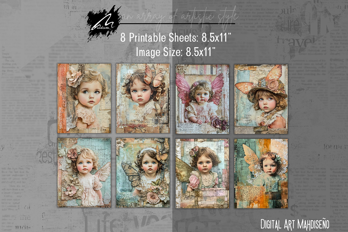 Cute Angel Lace Pages, Mixed Media, a Person Illustration by Digital Art Mahdiseño (Photo 3 of 10)