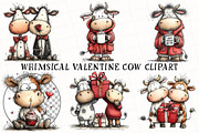 Whimsical Valentine Cow Clipart, an Illustration by OK Design (Thumbnail 2 of 6)