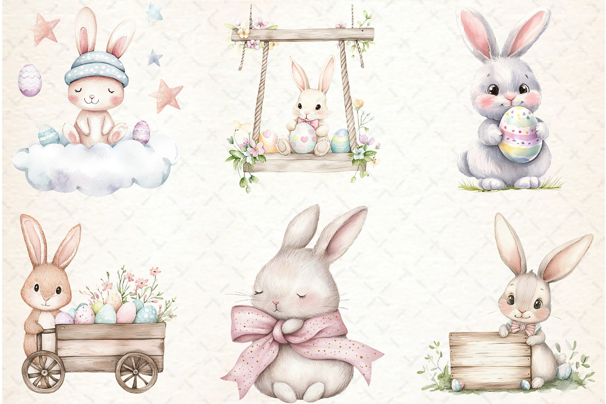 Cute Easter Bunny Sublimation, an Illustration by Watercolor design (Photo 2 of 4)
