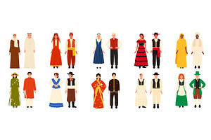 Folk man and woman in ethnic, a Person Illustration by Flashvector