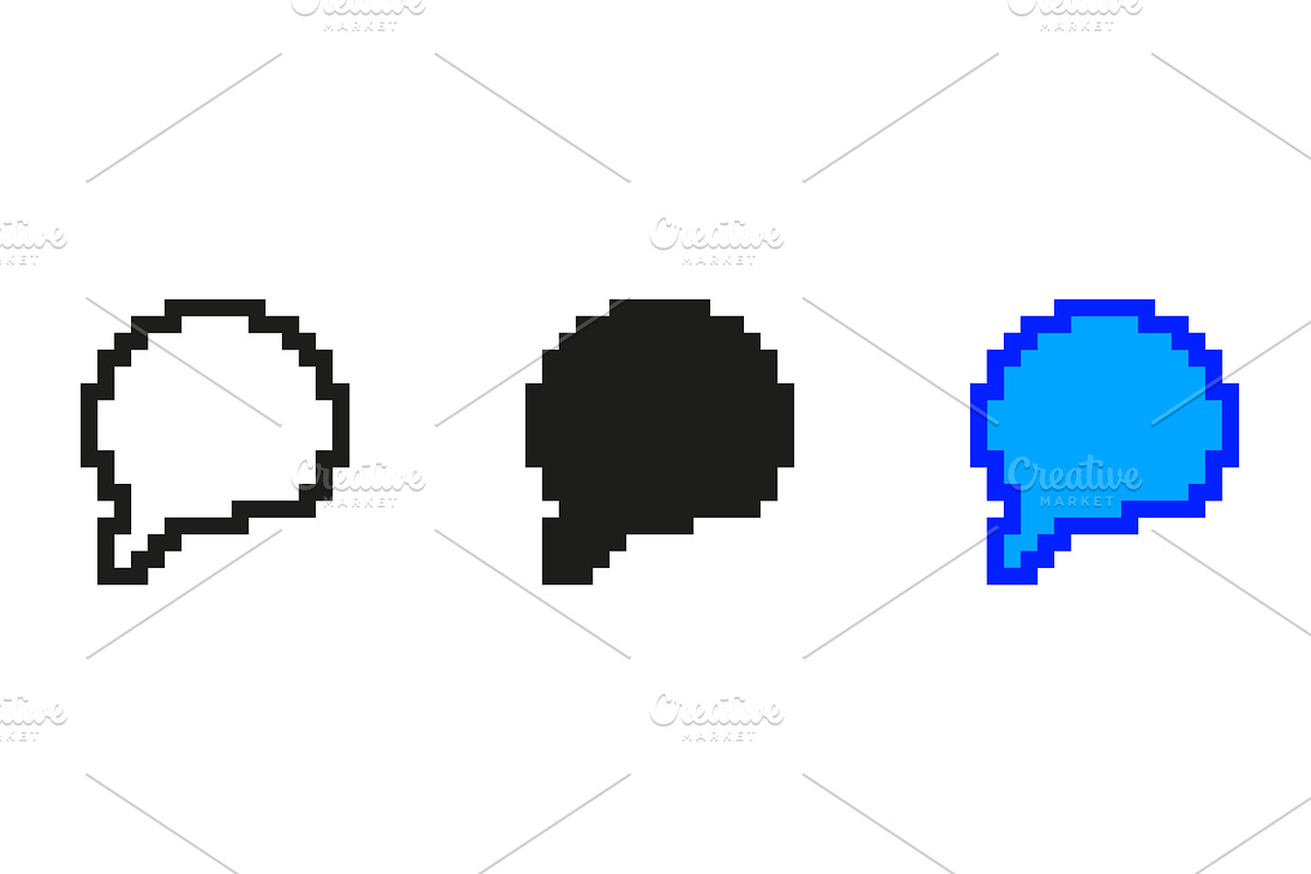 Speech Bubble Pixel Icon Set, an Object Illustration by Gentle Studio