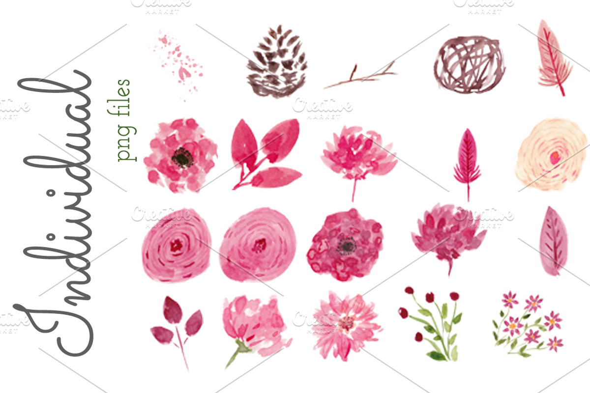 Watercolor Flower Clip Art - Flirty, an Illustration by Prettiful Designs (Photo 3 of 5)