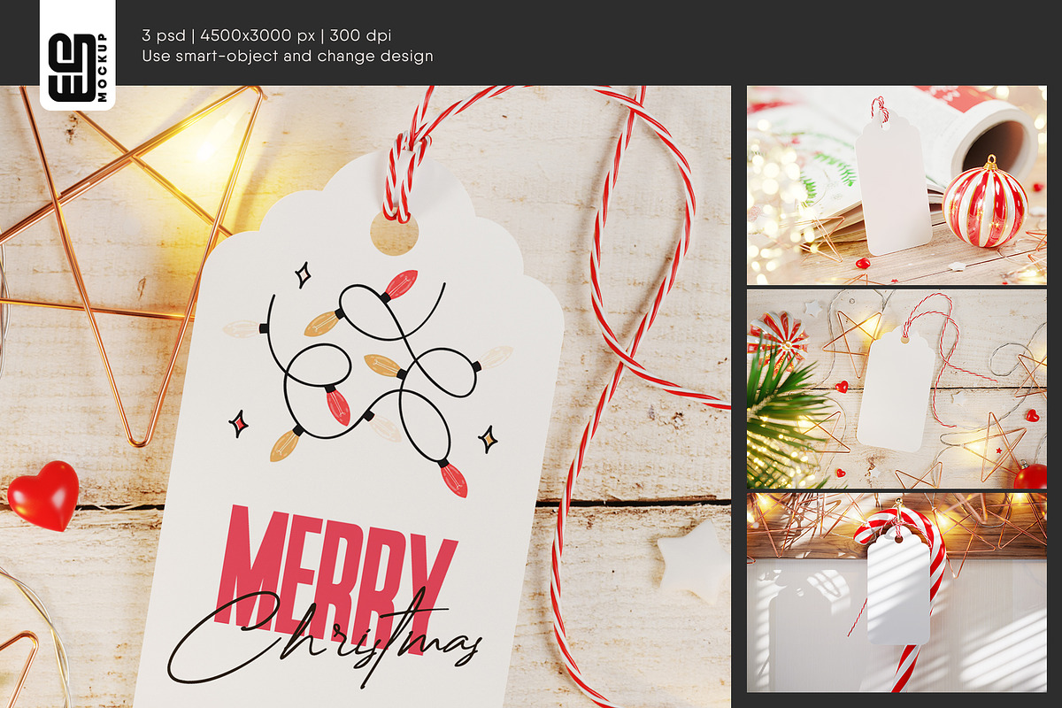 Christmas Gift Tag Mockup, an Advertising Mockup by SD Mockup (Photo 4 of 4)