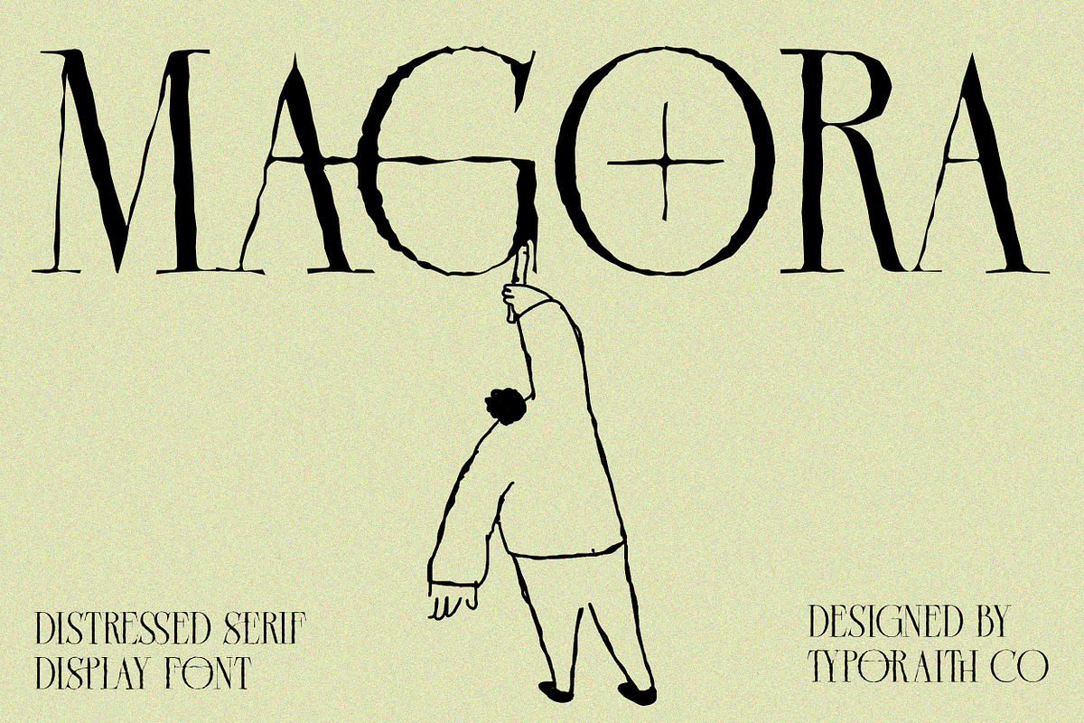 Magora | Modern Distressed Serif, a Serif Font by Typoraith Co (Photo 1 of 10)