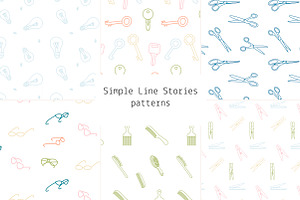 Simple Line Stories patterns, a Pattern Graphic by Lyolya Profitrolya