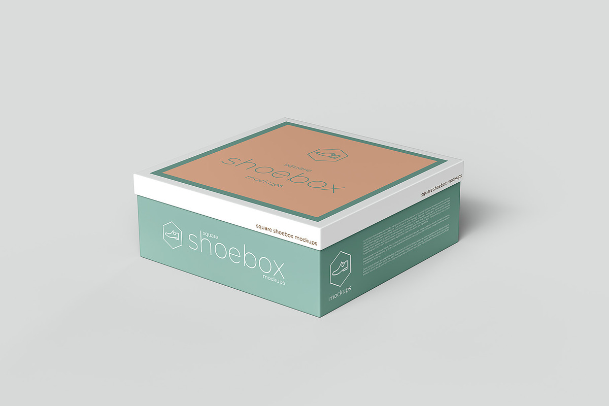 Square Shoe Box Mockup - 8 views, a Cups & Container Mockup by Illusiongraphic (Photo 5 of 20)