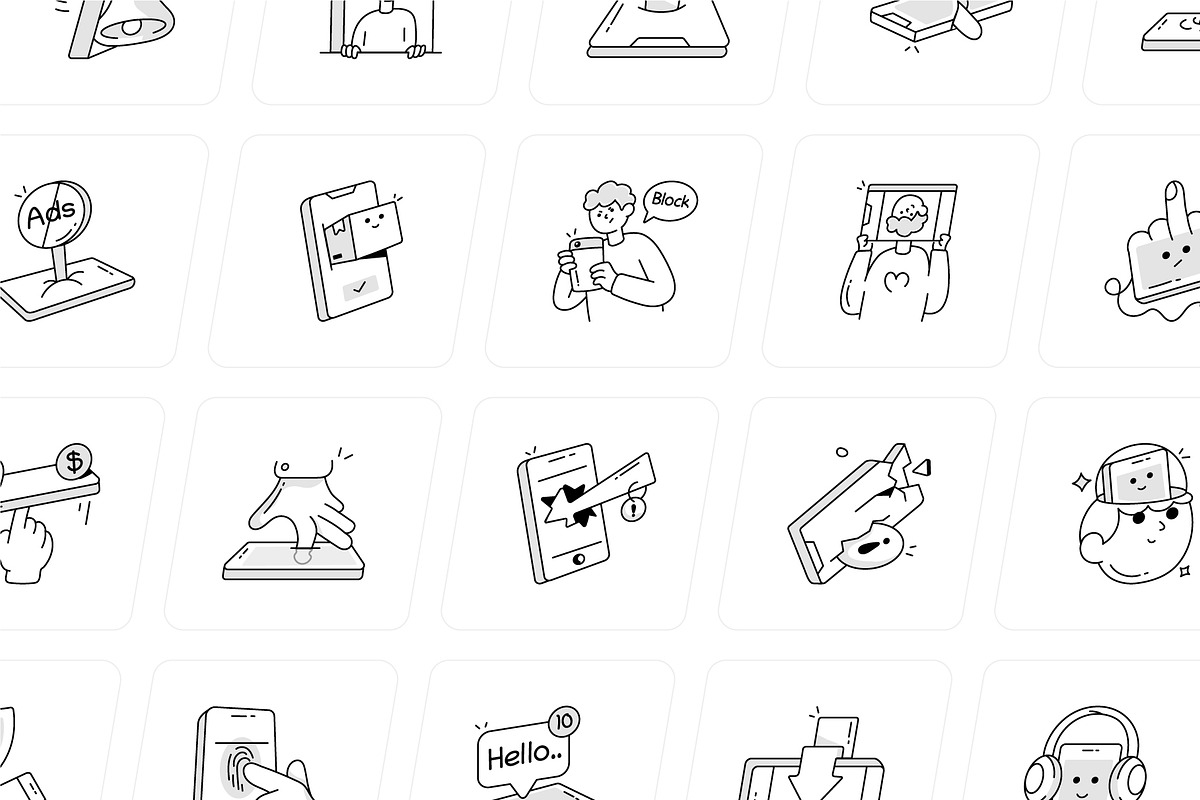Smartphone Doodle Icons, an Outline Icon by Vectors Market (Photo 8 of 10)