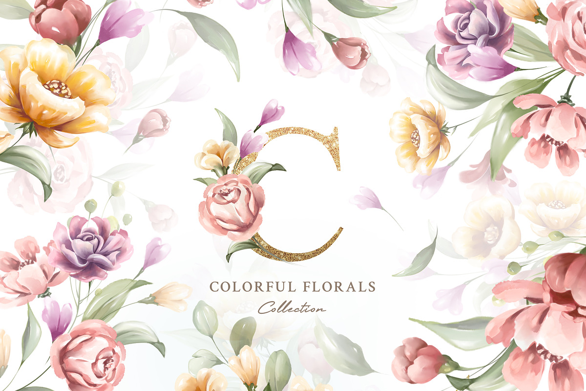 Colorful Florals with Alphabet set, an Object Graphic by Yorda Studio (Photo 1 of 15)