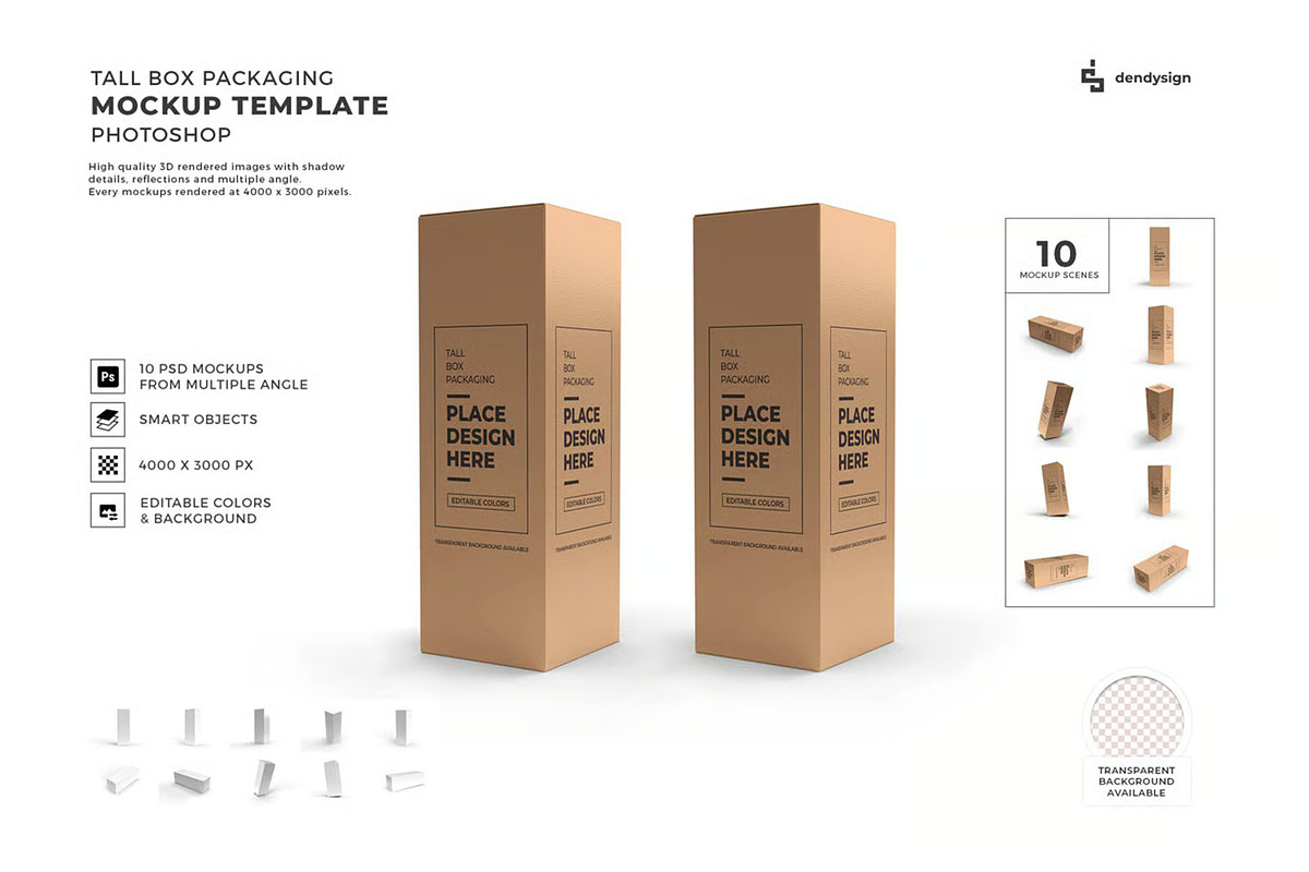 Tall Box Packaging Mockup Template, a Packaging Mockup by DesignRushMarket (Photo 1 of 11)