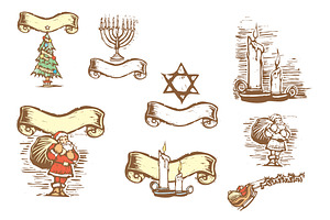 Woodcut Holiday Set
