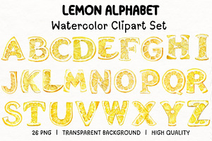 Lemon Alphabet Clipart, an Illustration by PassionPNGcreation