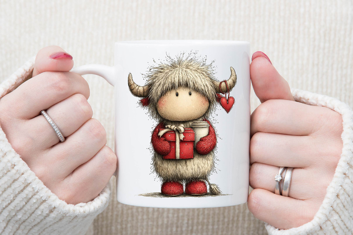 Valentine’s Day Highland Cow Coffee, an Illustration by Sublimation Artist (Photo 5 of 6)