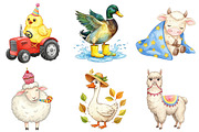 Cute Farm Animals Clipart, an Animal Illustration by cherrydesign (Thumbnail 2 of 3)