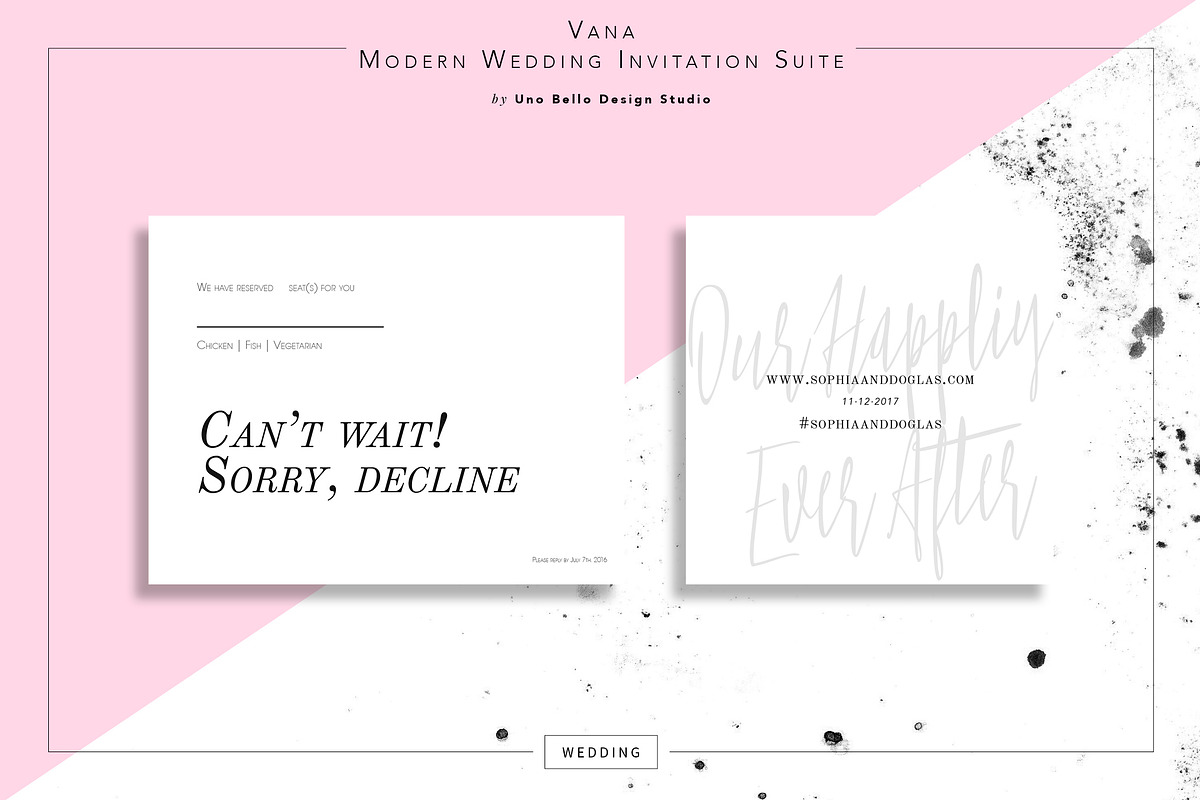 Vana Modern Wedding Stationery, an Invitation Template by Uno Bello Design Studio (Photo 3 of 5)