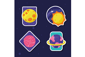 space outer four icons, an Illustration by studiogstock