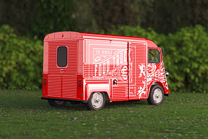 Vintage Food Truck Scene Mockup