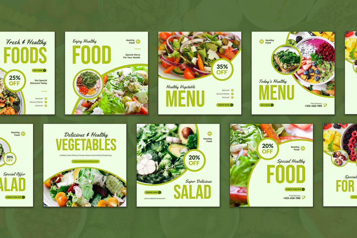 Healthy Food Instagram Post, a Social Media Template by CavenArt (Photo 5 of 5)