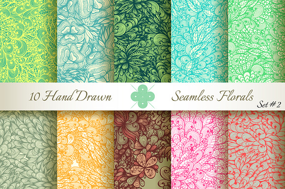 10 Ornate Seamless Florals. Set 2