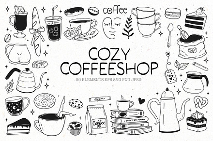 Cozy coffeeshop: tea and coffee art, a Food Illustration by harmonia_green_art
