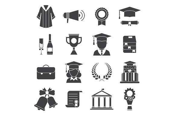 Graduation Celebration Outline Icons
