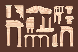 Ancient architecture ruins set, a Decorative Illustration by PaperTrident
