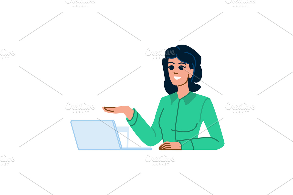 Smiling businesswoman showing, a Person Illustration by pikepicture