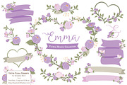 Lavender Flower Heart Clipart, an Illustration by Amanda Ilkov (Thumbnail 1 of 5)