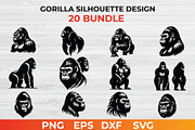 Gorilla Silhouette Design bundle, an Animal Illustration by bossdesigner (Thumbnail 1 of 3)