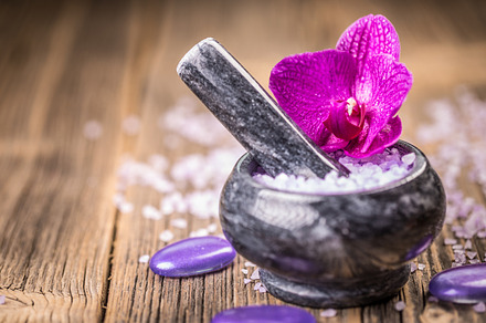 Sea salt and purple orchid, a Health & Medical Photo by Grafvision photography